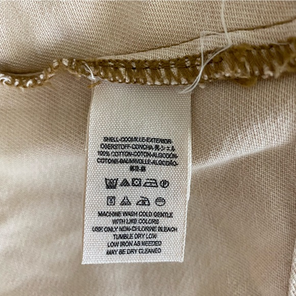 Free People Size M Cream Beige Long Sleeve Button Up Denim Jacket - Picture 10 of 10